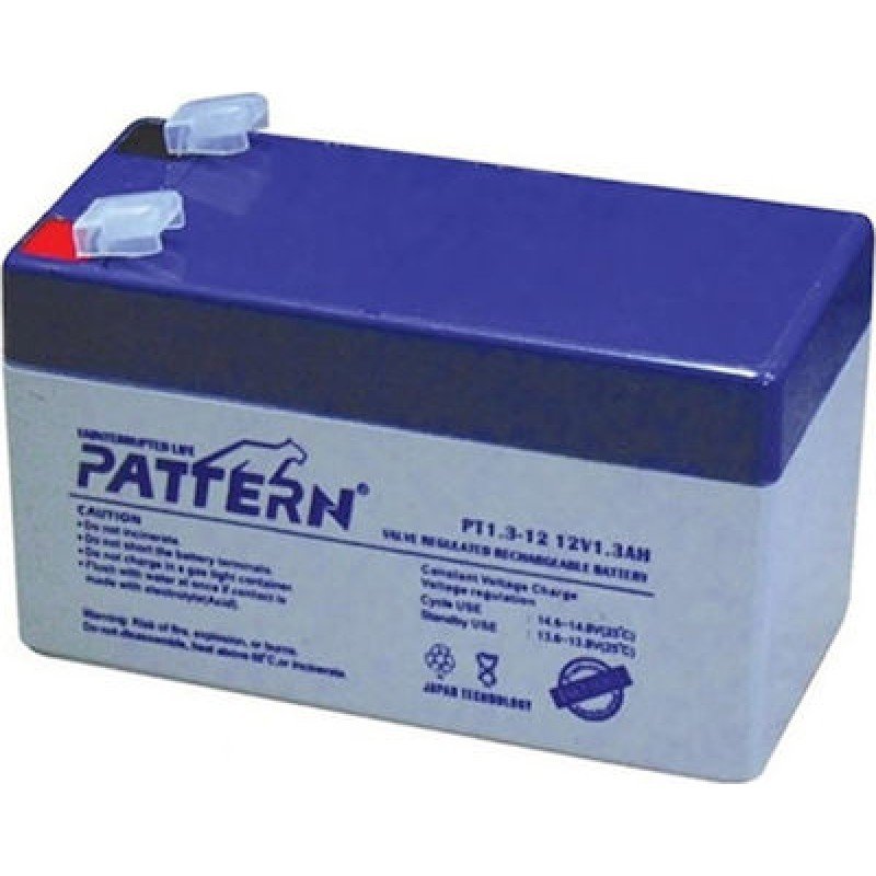 Pattern PT1.3-12 Lead Battery Pack UPS 12V 1.3Ah Μπαταρία Μόλυβδου Επαναφορτιζόμενη