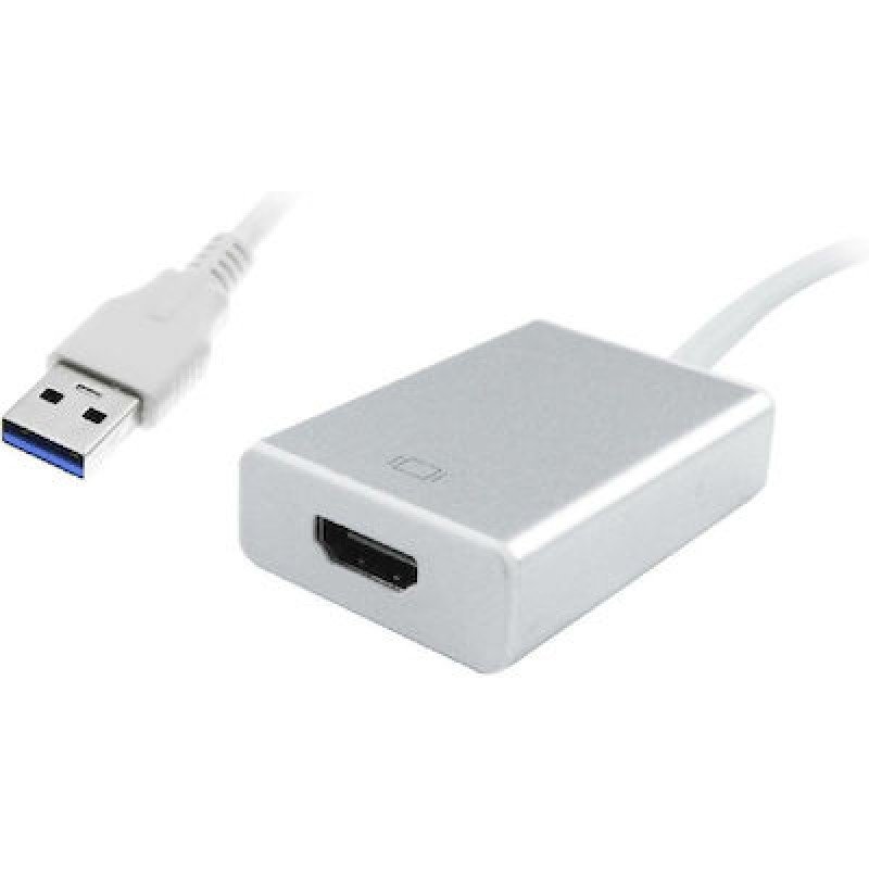 USB 3.0 Male To HDMI Female Converter 0.20m Silver-White Μετατροπέας PTH-022