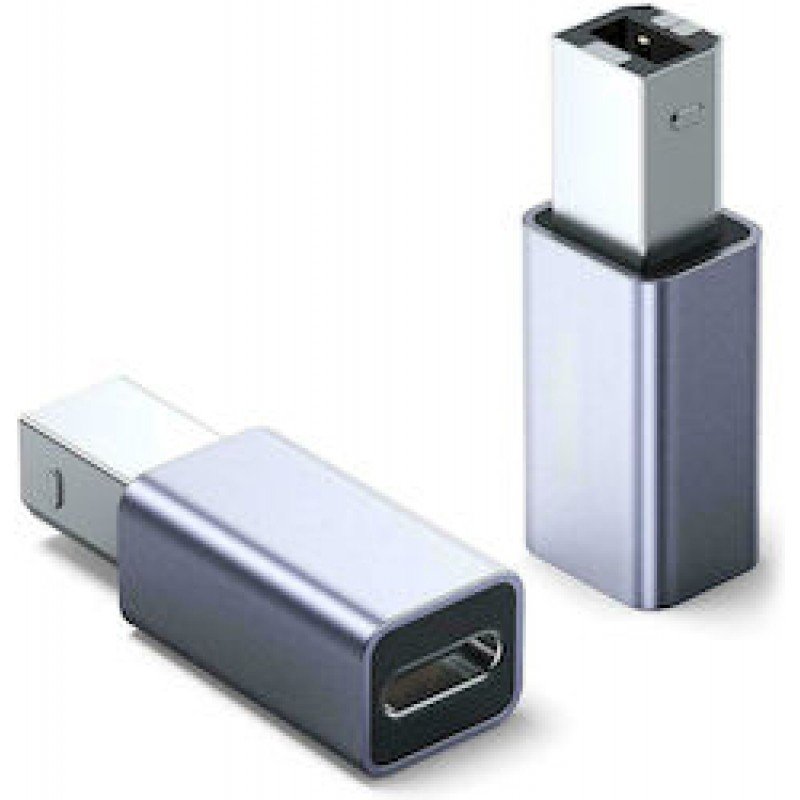 USB 2.0 B Male To Type C Female Adapter Gray PTH-068