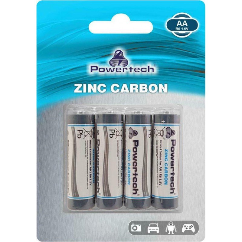 Μπαταρίες Powertech AA Batteries Mignion LongLife Zinc Carbon 4 Pack 1.5V R6L4B/10 PT-949