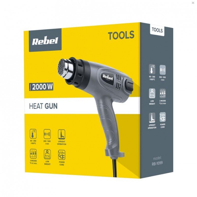 Rebel RB-1099 2000W Hot Air Gun Πιστόλι Θερμού Αέρα