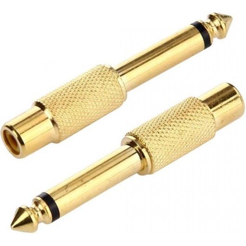 Adapter Mono Jack 6.3mm Male To RCA Female Full Gold