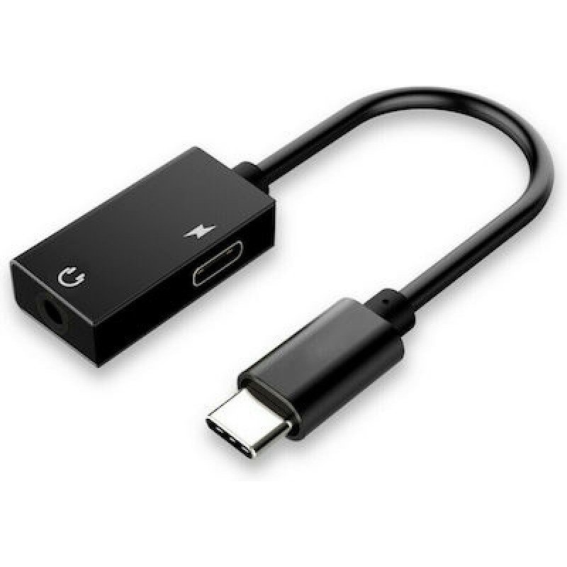 USB Type C Male To Jack 3.5 & Type C Female Adapter Black CAB-UC053