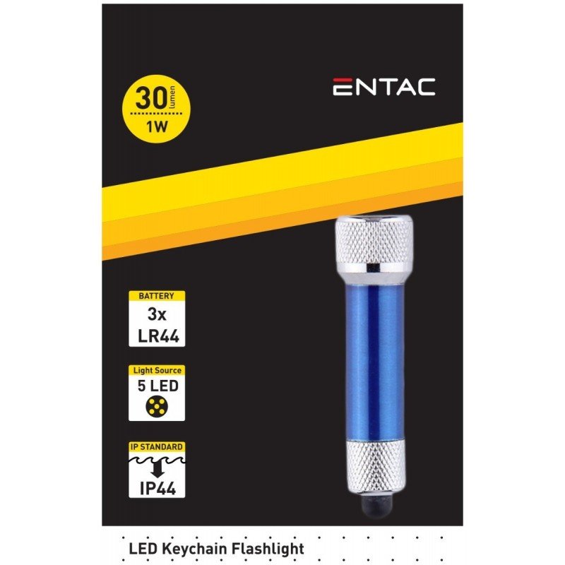 Entac Flashlight 5 LED 30Lumen Torch Mini Blue EFL-5LED-KC-B Φακός Χειρός Αδιάβροχος Μπλε