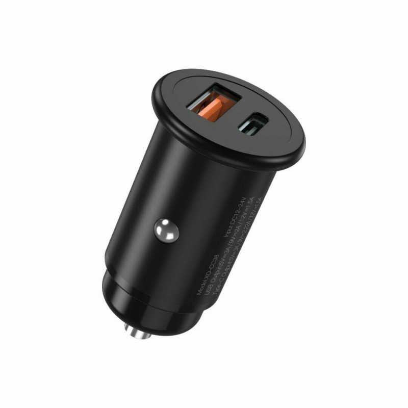 Car Charger Double Port Type-C & USB 20W PD 2.0+QC 3.0 Φορτιστής Αυτοκινήτου XO-CC38