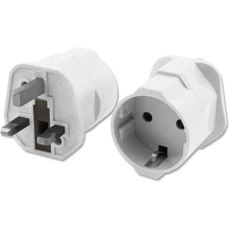 POWERTECH PT-368 POWER ADAPTOR GREEK TO ENGLISH/USA  PLUG UNIVERSAL SOCKET SUKO WHITE ΑΝΤΑΠΤΟΡΑΣ ΣΟΥΚΟ ΛΕΥΚΟΣ PT368