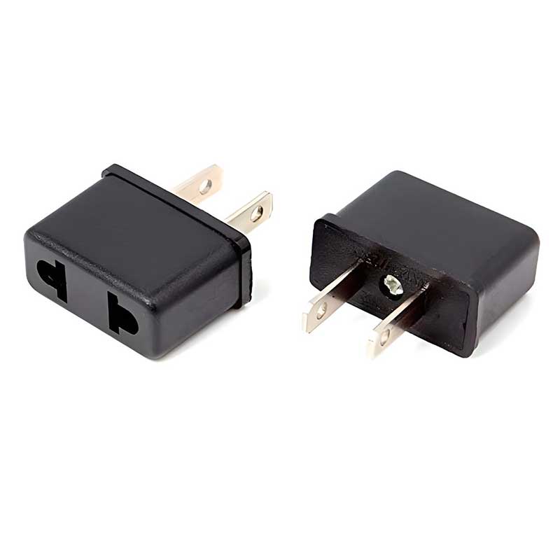 Power Adaptor AC USA To Greek Plug Universal Socket Black Αντάπτορας Ρεύματος Μαύρος