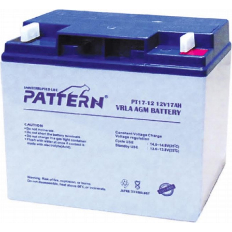 Pattern 12V 17Ah Lead Battery Acid Μπαταρία Μολύβδου Επαναφορτιζόμενη PT17-12 PTN