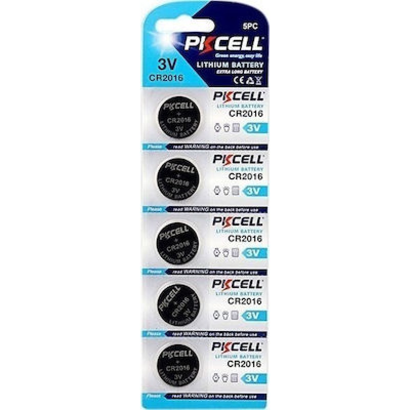 Μπαταρία Λιθίου PKcell Lithium Battery CR2016 Premium Quality 3V (5 PACK)