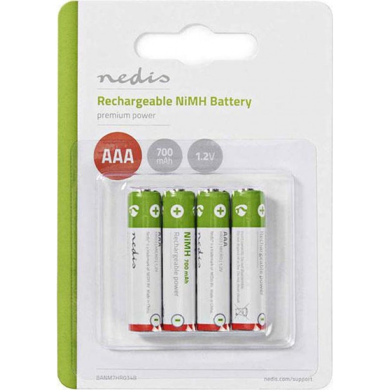 Επαναφορτιζόμενες Μπαταρίες Batteries AAA Rechargeable 4 X 700mah 1.2 V Nedis BANM7HR034B