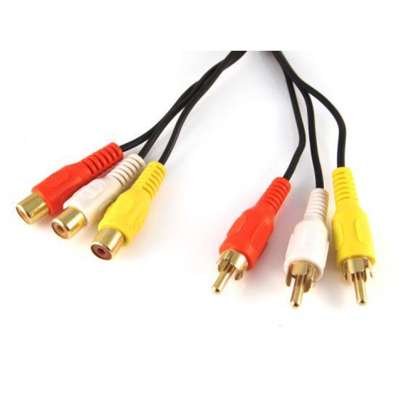 POWERTECH CAB-R014 RCA CABLE 3 X MALE TO 3 X RCA FEMALE 5m AUDIO-VIDEO-AV CABLE ΚΑΛΩΔΙΟ ΠΡΟΕΚΤΑΣΗΣ VLVP24305