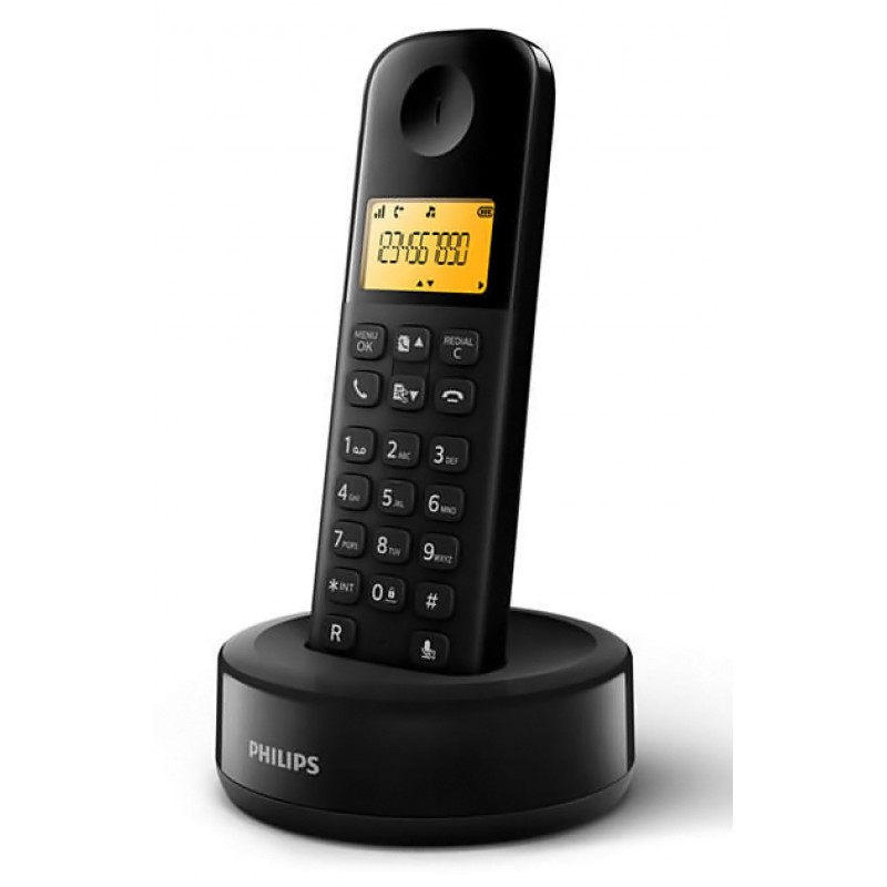 Philips D1601B Wireless Telephone Device Black Τηλεφωνική Συσκευή Ασύρματη