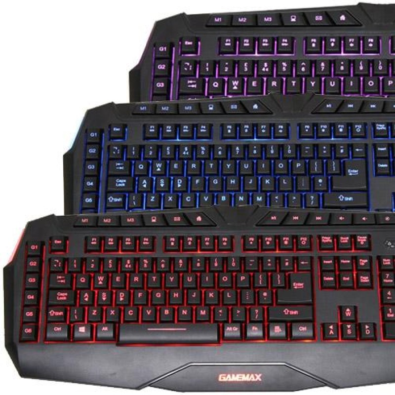 GAMEMAX HURRICANE MULTIMEDIA WIRED EXTREME GAMING KEYBOARD ILLUMINATED LED RED BLUE PURPLE BLACK USB ENGLISH ΠΛΗΚΤΡΟΛΟΓΙΟ ΕΝΣΥΡΜΑΤΟ GMK-HURRICANE