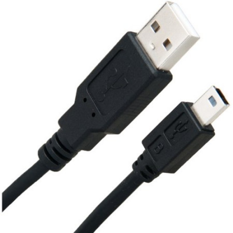 USB A 2.0 Male To USB B Mini 5pin Male Cable 1.5m Black Powertech CAB-U025