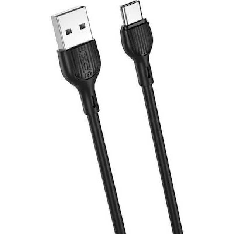 USB A 2.0 Cable Male To Type C Male Black 2m Fast Charging Καλώδιο Φόρτισης Μαύρο XO-NB200