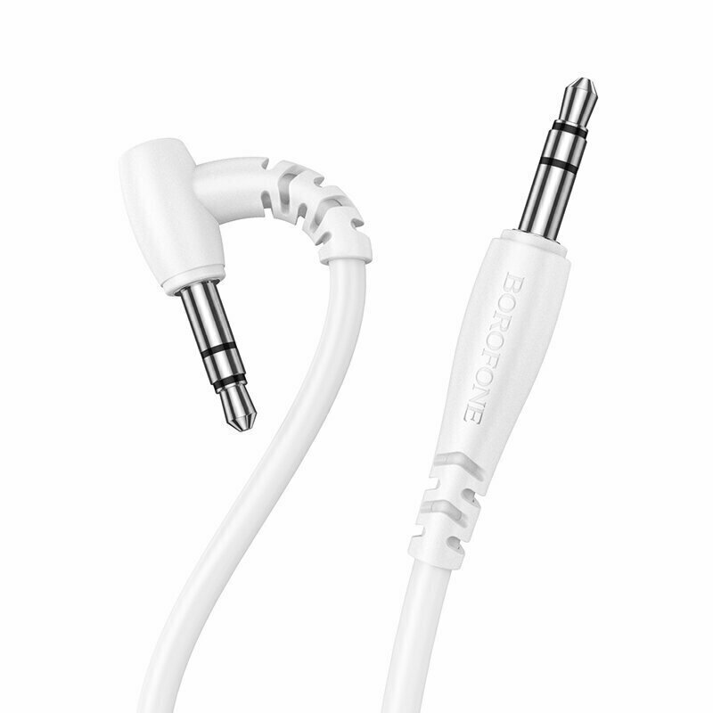 Jack 3.5 Male Corner To Jack 3.5 Male Sound Audio Stereo Cable White 1m Καλώδιο Ήχου Borofone BL10