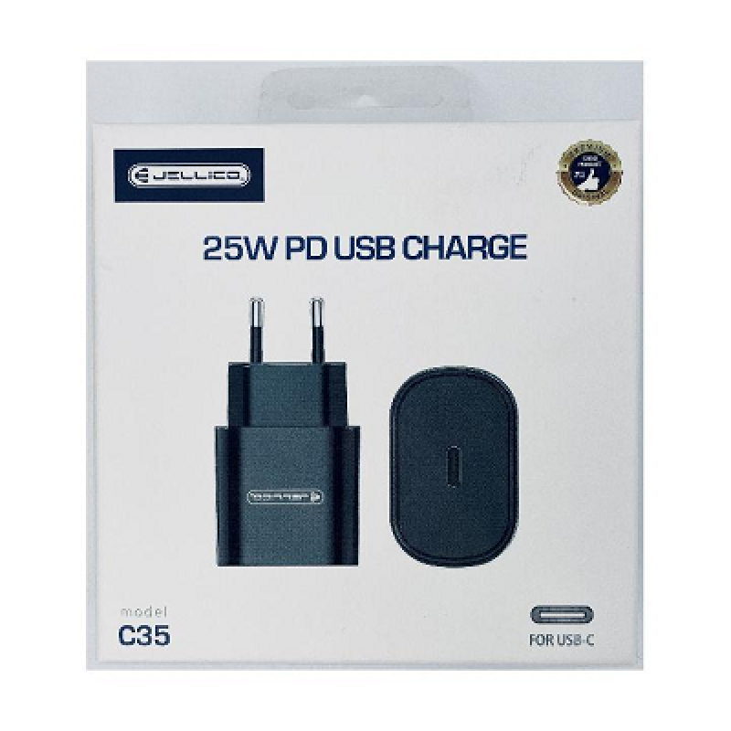 Φορτιστής Πρίζας Quick Power Charger PD+QC USB Type C 5V-12V 25W Black Jellico C35