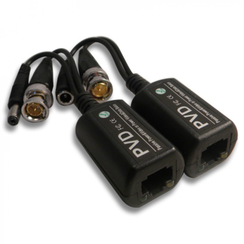 VIDEO BALUN PASSIVE 1CH OVER UTP CAT 5 CABLE RJ45 & POWER DC MALE PVB FTT10-007