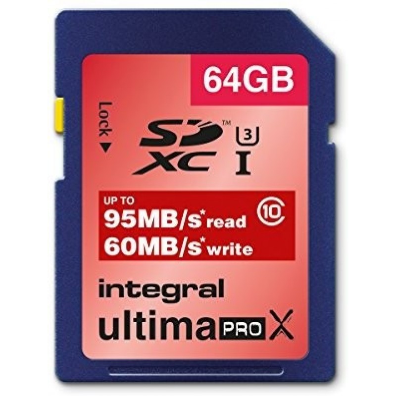 INTEGRAL ULTIMA PRO X ULTRA HIGH SPEED MEMORY SD CARD 64Gb U3 UHS-I SDXC PROFESSIONAL CLASS 90MB/SEC ΜΝΗΜΗ INSDX64G10-95/60U1